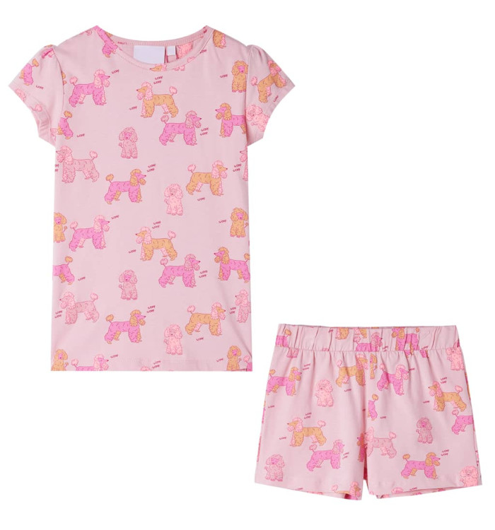Pyjamas à manches courtes pour enfants rose clair 128 | Mobilier & Déco