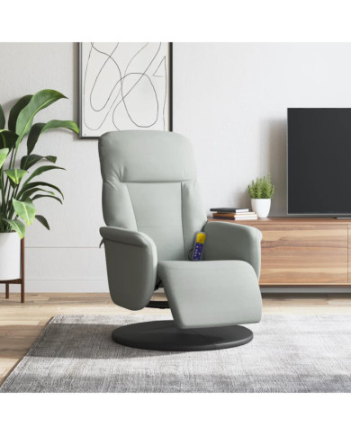 Fauteuil inclinable de massage repose-pied gris clair velours | Mobilier & Déco