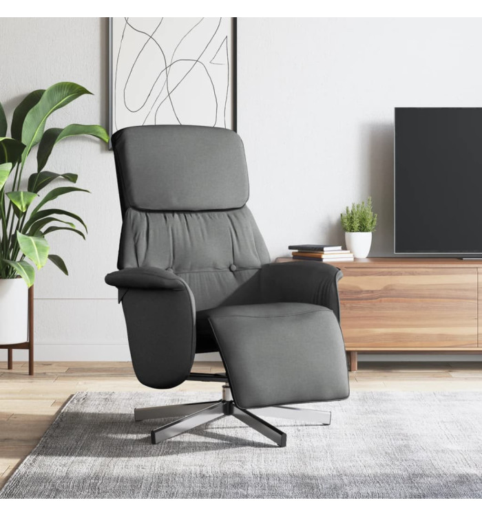 Fauteuil inclinable avec repose-pieds gris foncé tissu | Mobilier & Déco