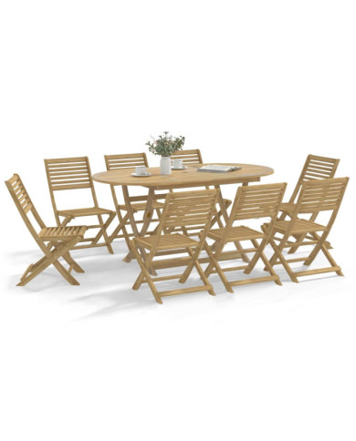 Ensemble à manger de jardin 9 pcs bois d'acacia solide | Mobilier & Déco