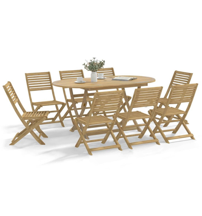 Ensemble à manger de jardin 9 pcs bois d'acacia solide | Mobilier & Déco