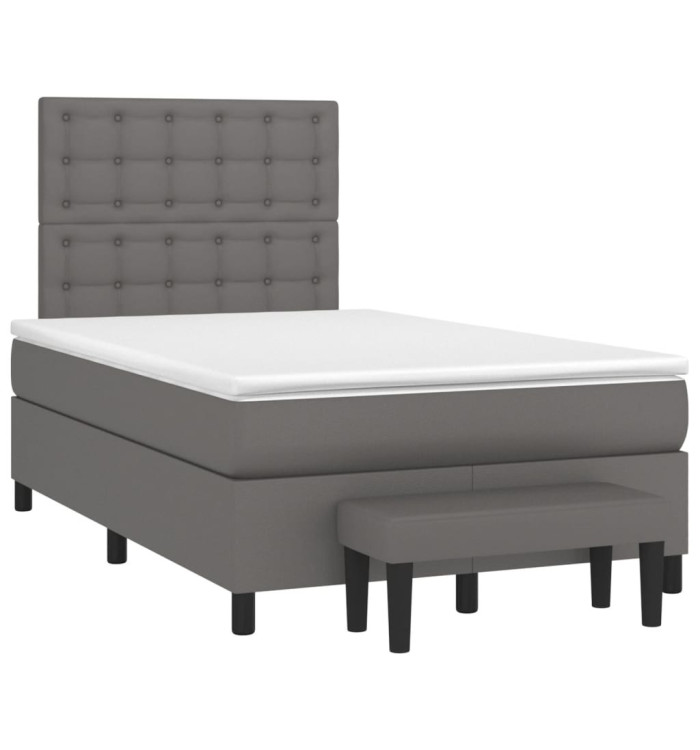 Sommier à lattes de lit avec matelas gris 120x190 cm similicuir | Mobilier & Déco