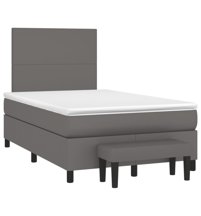 Sommier à lattes de lit avec matelas gris 120x190 cm similicuir | Mobilier & Déco