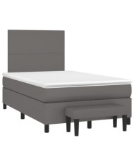 Sommier à lattes de lit avec matelas gris 120x190 cm similicuir | Mobilier & Déco