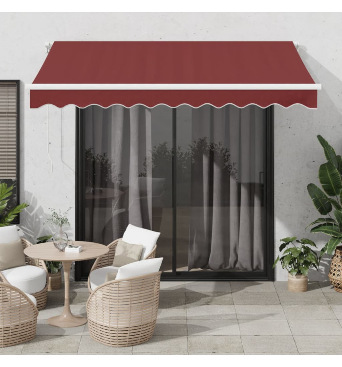 Auvent manuel rétractable avec LED bordeaux 300x250 cm | Mobilier & Déco