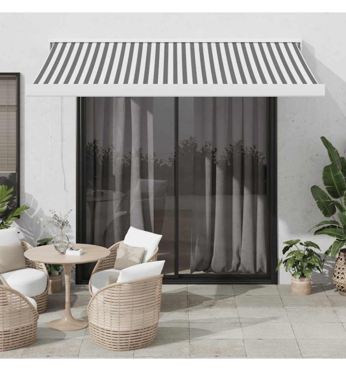 Auvent rétractable anthracite/blanc 3x2,5 m tissu et aluminium | Mobilier & Déco