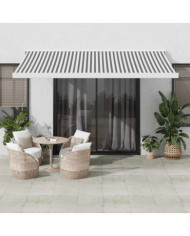 Auvent rétractable anthracite et blanc 4x3 m tissu et aluminium | Mobilier & Déco