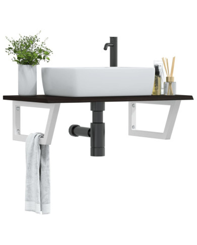 Étagère de vasque murale acier et bois de chêne massif | Mobilier & Déco