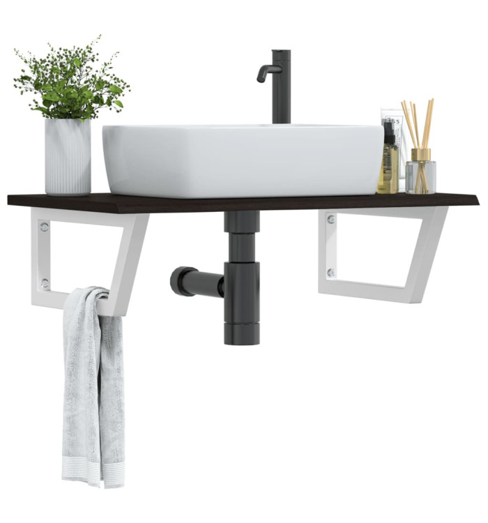 Étagère de vasque murale acier et bois de chêne massif | Mobilier & Déco