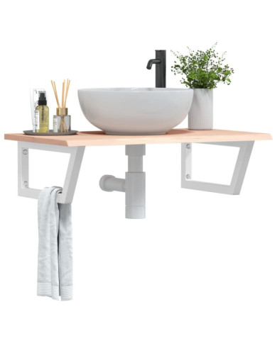 Étagère de vasque murale acier et bois de chêne massif | Mobilier & Déco