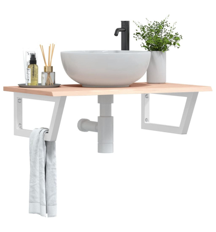 Étagère de vasque murale acier et bois de chêne massif | Mobilier & Déco