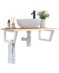 Étagère de vasque murale acier et bois de chêne massif | Mobilier & Déco