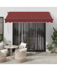Auvent rétractable automatique avec LED bordeaux 300x250 cm | Mobilier & Déco