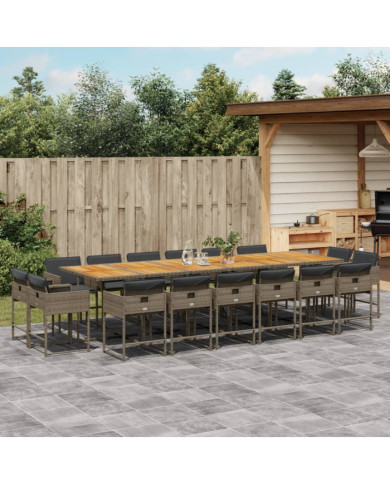 Ensemble à manger de jardin 17 pcs et coussins résine tressée | Mobilier & Déco