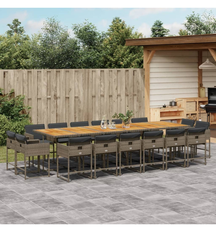Ensemble à manger de jardin 17 pcs et coussins résine tressée | Mobilier & Déco