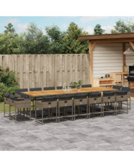 Ensemble à manger de jardin 17 pcs et coussins résine tressée | Mobilier & Déco