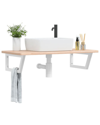 Étagère de vasque murale acier et bois de chêne massif | Mobilier & Déco