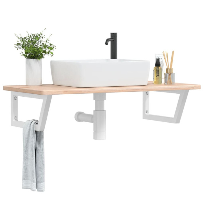 Étagère de vasque murale acier et bois de chêne massif | Mobilier & Déco