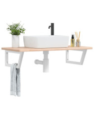 Étagère de vasque murale acier et bois de chêne massif | Mobilier & Déco