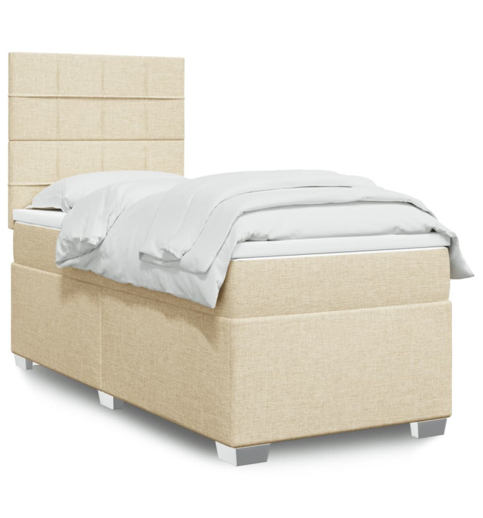 Sommier à lattes de lit et matelas Crème 90x190 cm Tissu | Mobilier & Déco