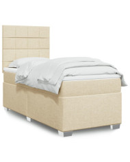 Sommier à lattes de lit et matelas Crème 90x190 cm Tissu | Mobilier & Déco