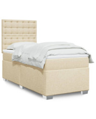 Sommier à lattes de lit et matelas Crème 90x190 cm Tissu | Mobilier & Déco