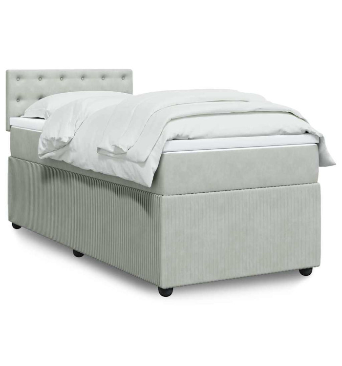 Sommier à lattes de lit et matelas Gris clair 80x200 cm Velours | Mobilier & Déco