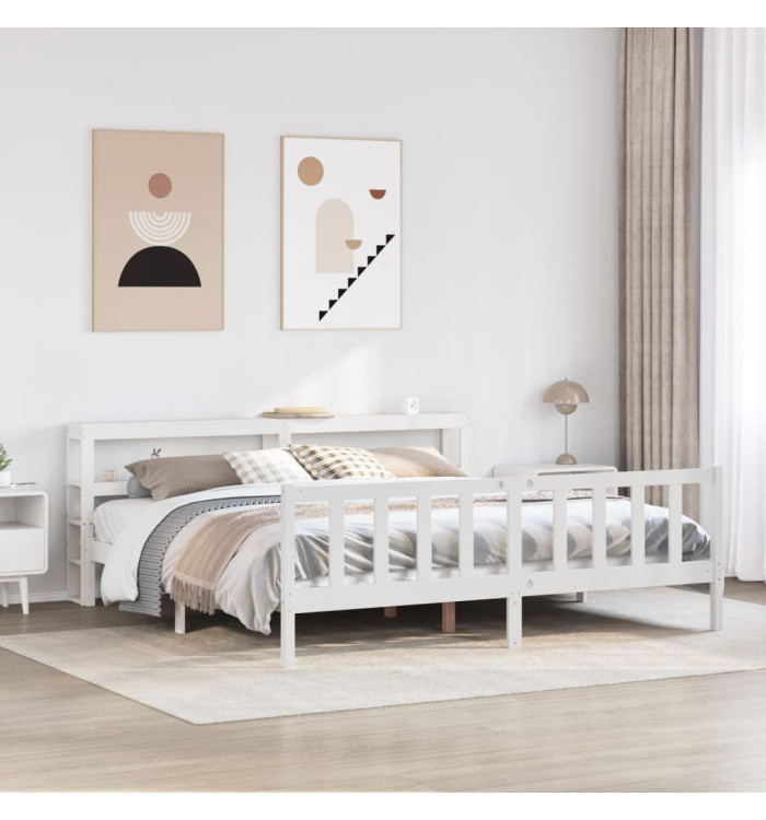 Cadre de lit sans matelas blanc 180x200 cm bois massif de pin | Mobilier & Déco