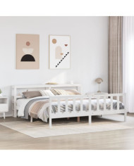 Cadre de lit sans matelas blanc 180x200 cm bois massif de pin | Mobilier & Déco