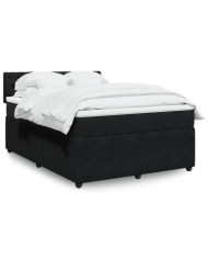 Sommier à lattes de lit avec matelas Noir 140x200 cm Velours | Mobilier & Déco