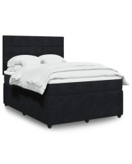 Sommier à lattes de lit avec matelas Noir 140x200 cm Velours | Mobilier & Déco