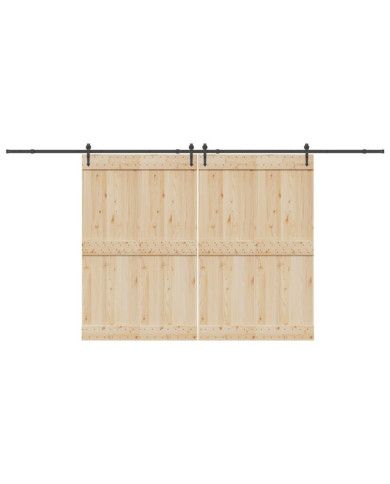 Kit de quincaillerie de porte coulissante 427 cm acier noir | Mobilier & Déco