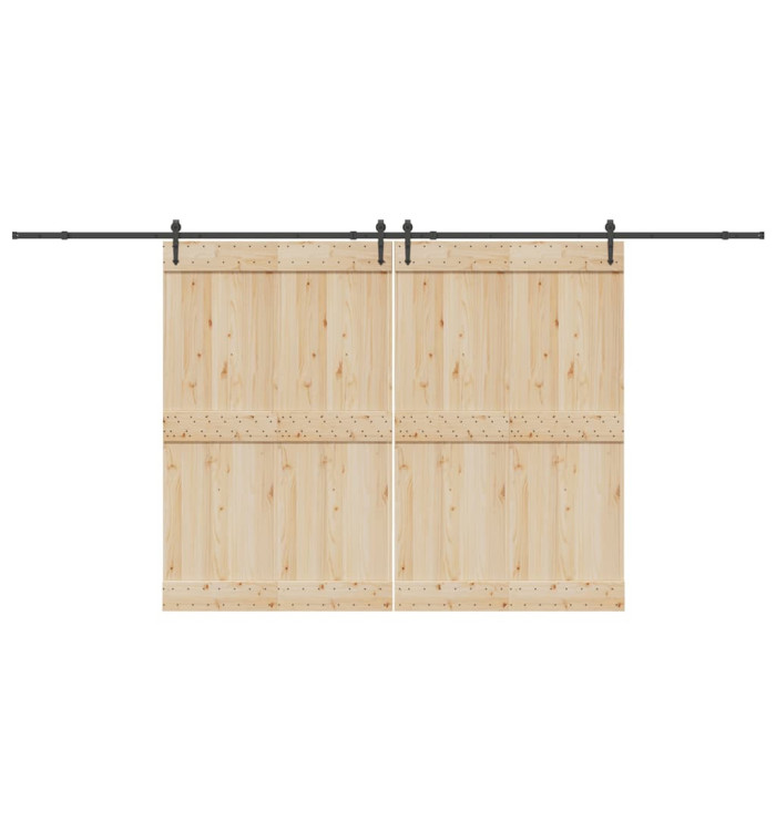 Kit de quincaillerie de porte coulissante 427 cm acier noir | Mobilier & Déco