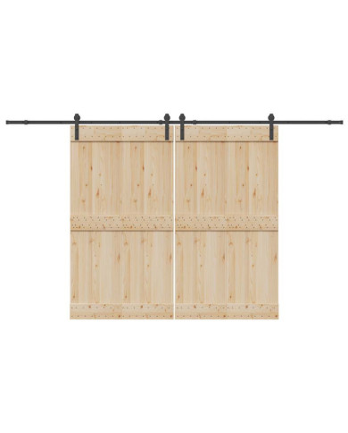 Kit de quincaillerie de porte coulissante 366 cm acier noir | Mobilier & Déco