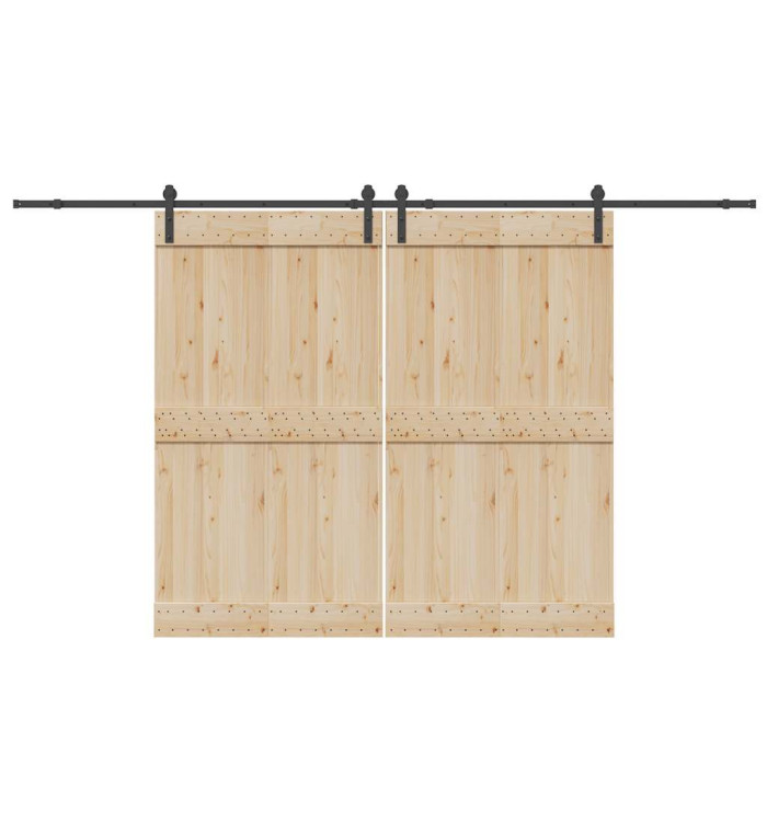 Kit de quincaillerie de porte coulissante 366 cm acier noir | Mobilier & Déco