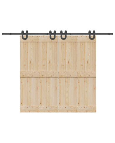 Kit de quincaillerie de porte coulissante 366 cm acier noir | Mobilier & Déco