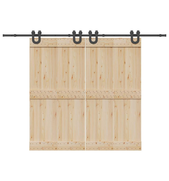 Kit de quincaillerie de porte coulissante 366 cm acier noir | Mobilier & Déco