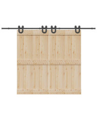Kit de quincaillerie de porte coulissante 366 cm acier noir | Mobilier & Déco