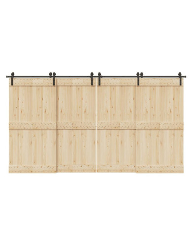 Kit de quincaillerie de porte coulissante 400 cm acier noir | Mobilier & Déco