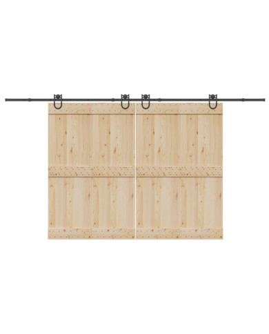 Kit de quincaillerie de porte coulissante 400 cm acier noir | Mobilier & Déco