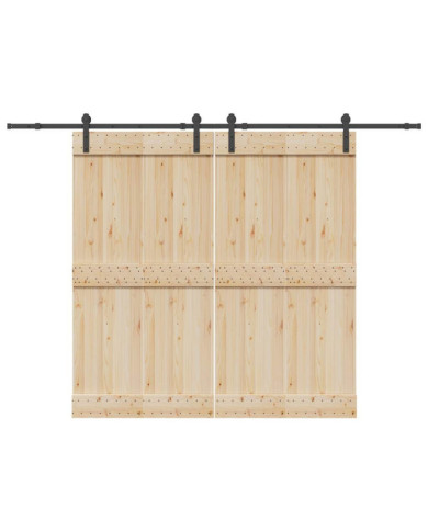 Kit de quincaillerie de porte coulissante 427 cm acier noir | Mobilier & Déco