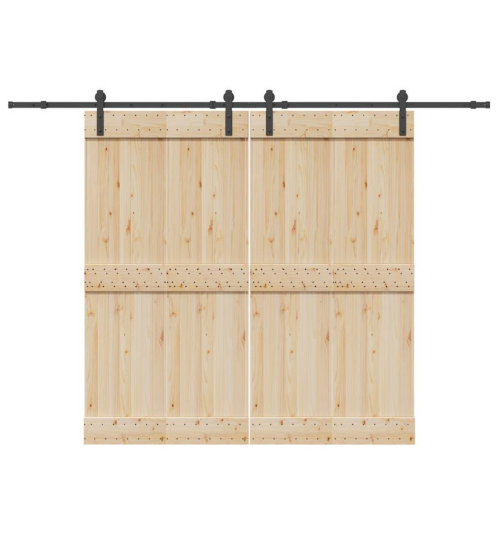 Kit de quincaillerie de porte coulissante 427 cm acier noir | Mobilier & Déco