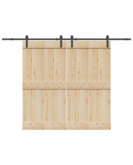 Kit de quincaillerie de porte coulissante 427 cm acier noir | Mobilier & Déco
