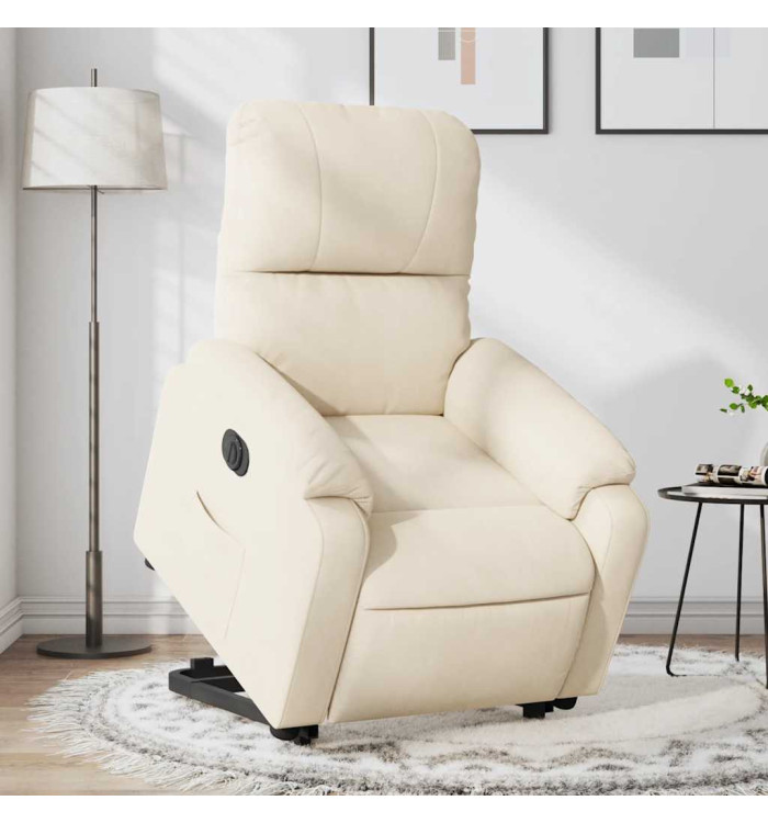 Fauteuil inclinable électrique beige tissu microfibre | Mobilier & Déco