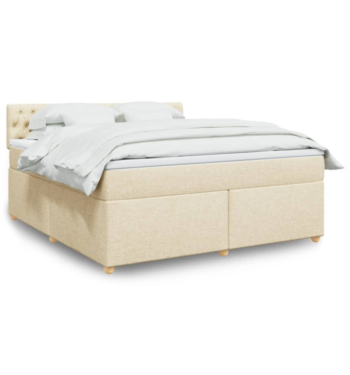 Sommier à lattes de lit avec matelas Crème 180x200 cm Tissu | Mobilier & Déco