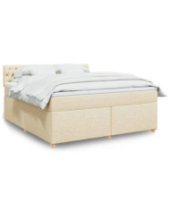 Sommier à lattes de lit avec matelas Crème 180x200 cm Tissu | Mobilier & Déco