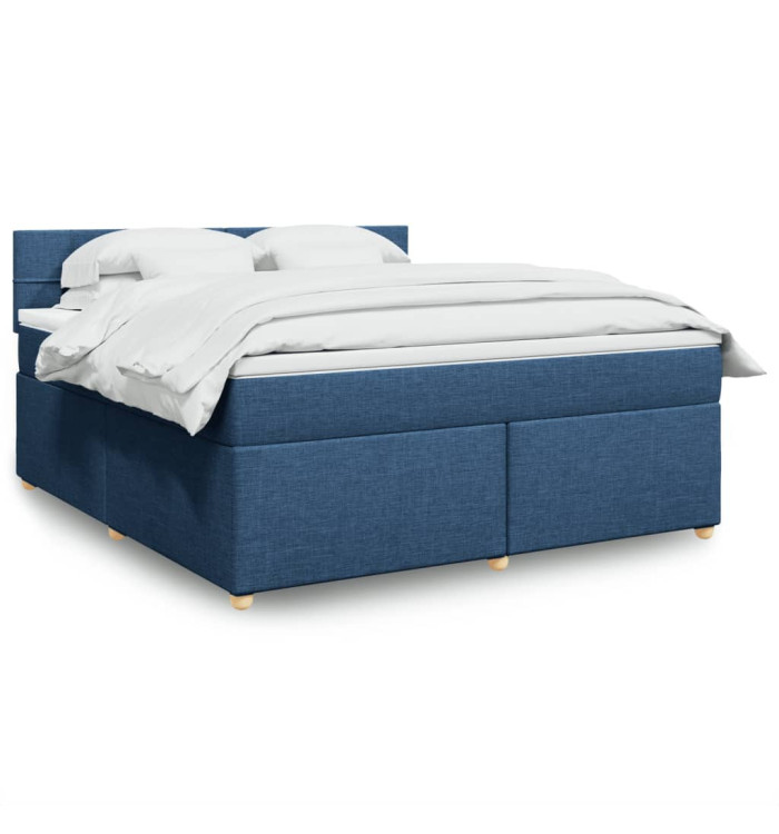 Sommier à lattes de lit avec matelas Bleu 180x200 cm Tissu | Mobilier & Déco