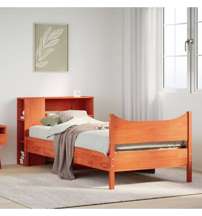Cadre de lit sans matelas cire marron 100x200cm bois pin massif | Mobilier & Déco