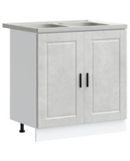 Meuble de cuisine "Porto" avec évier en béton gris 80x46x84,5 cm en bois d'ingénierie | Mobilier & Déco