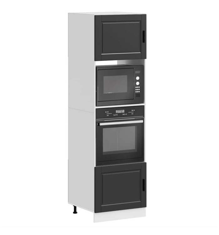 Armoires de four 2 pcs Porto noir bois d'ingénierie | Mobilier & Déco